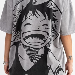 One Piece Laughing Luffy Vintage Washed Oversized T-Shirt