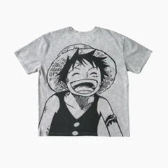 One Piece Laughing Luffy Vintage Washed Oversized T-Shirt