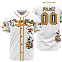 Personalized White Straw Hats One Piece Baseball Jersey
