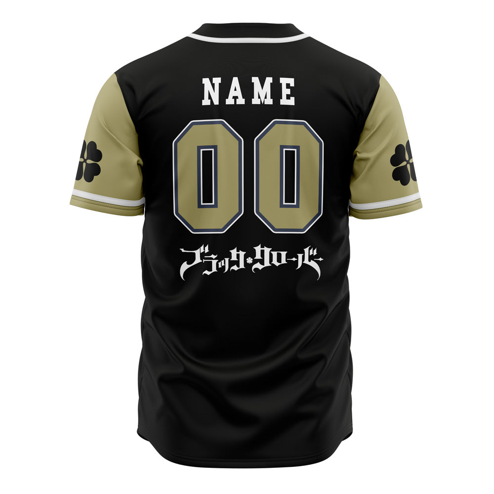 Personalized Black Bulls Black Clover Baseball Jersey