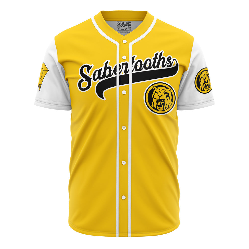 Personalized Sabertooths Yellow Power Rangers Baseball Jersey