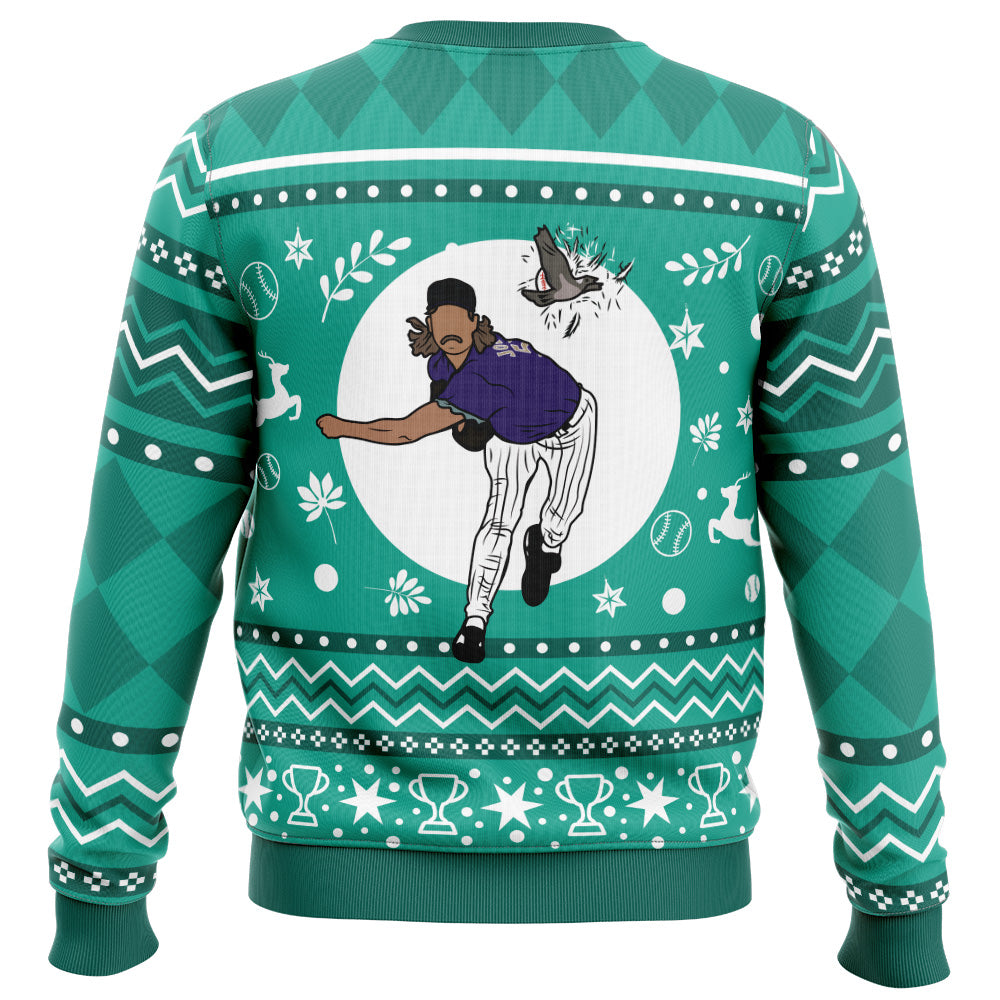 Randy Johnson Hits The Bird Ugly Christmas Sweater