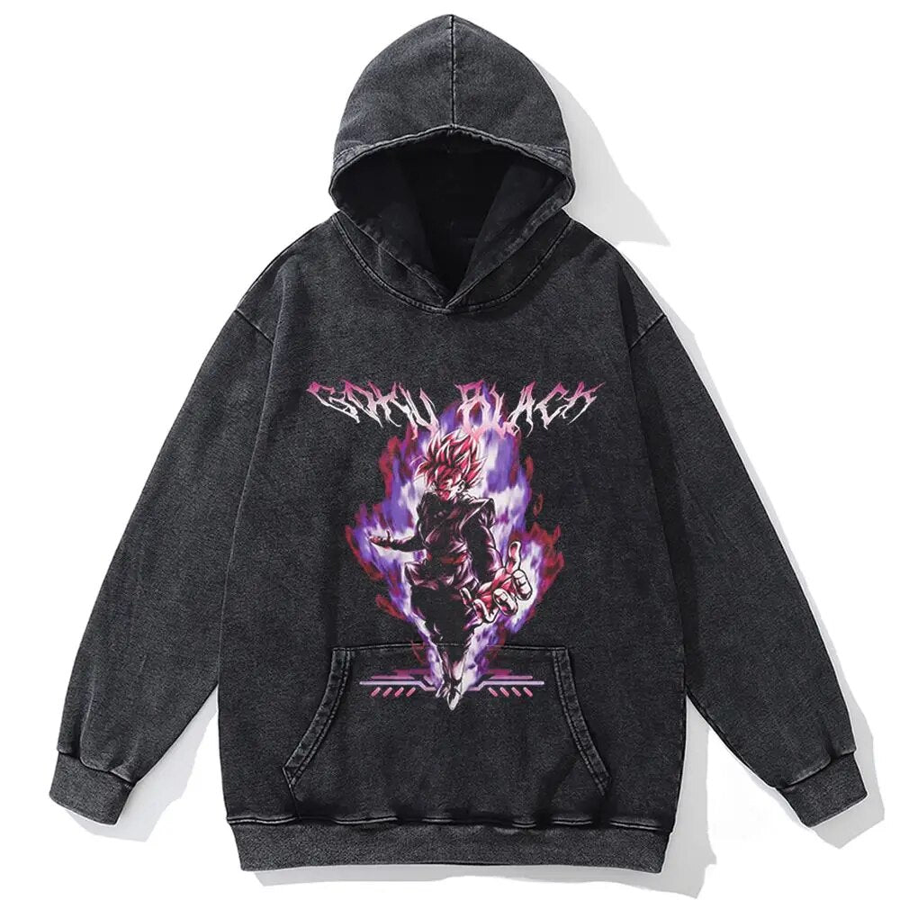  "Saiyan Black" Vintage Oversized Hoodie