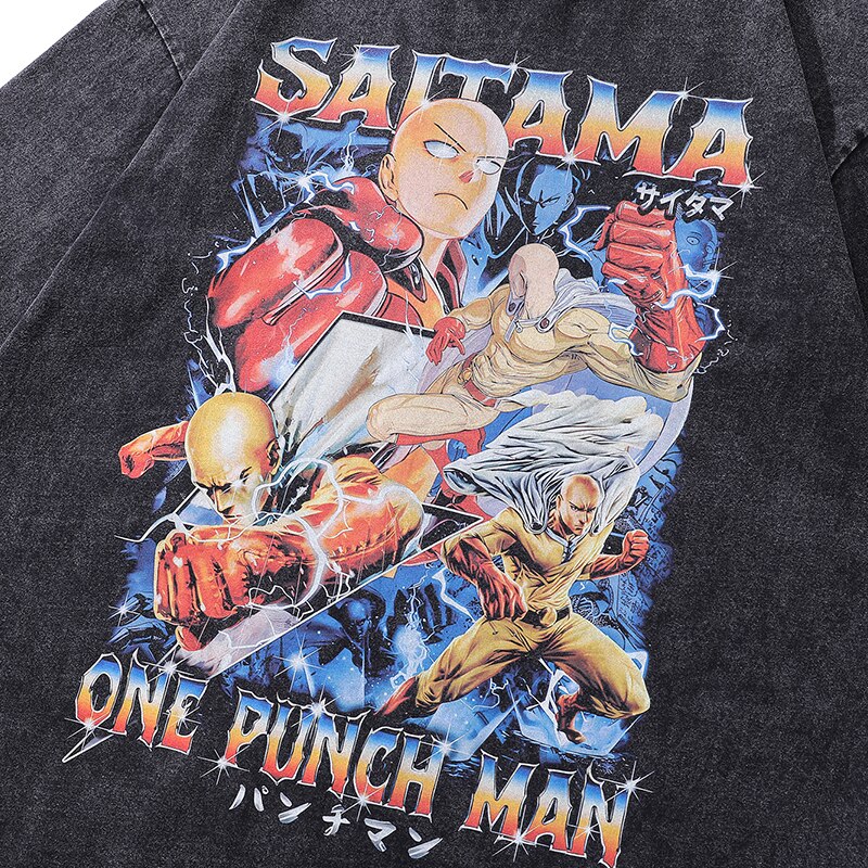  "Saitama V4" Vintage Oversized T Shirt