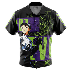 Shinji Ikari Eva Button Up Hawaiian Shirt