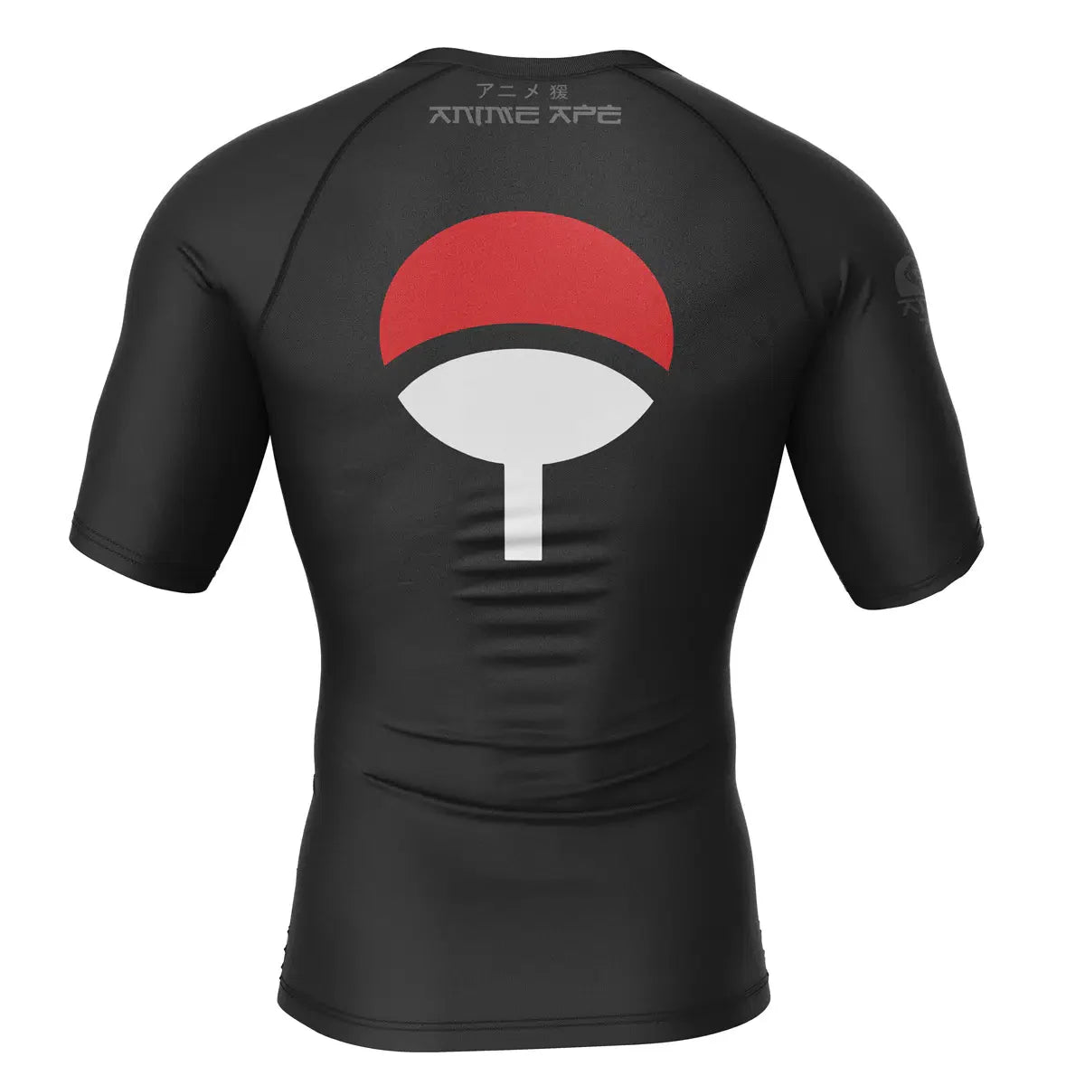 Uchiha Symbol Black Shippuden Short Sleeve Rash Guard Compression Shirt