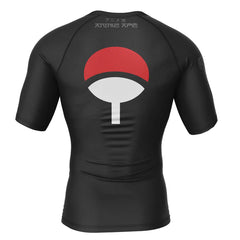 Uchiha Symbol Black Shippuden Short Sleeve Rash Guard Compression Shirt