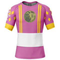 Pink Ranger Ninjetti Rangers Short Sleeve Rash Guard Compression Shirt