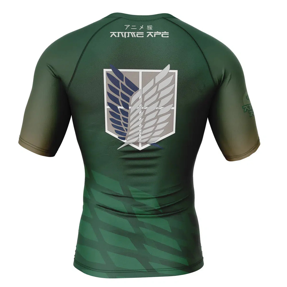Survey Corps Attack On Titan Short Sleeve Rash Guard Compression Shirt