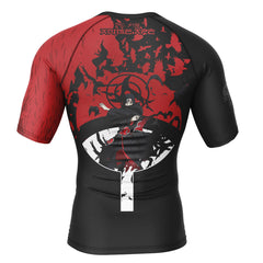 Itachi Uchiha Summoning Crow Shippuden Short Sleeve Rash Guard Compression Shirt