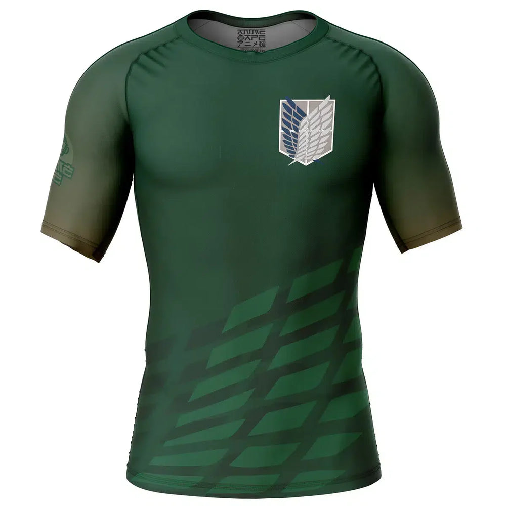 Survey Corps Attack On Titan Short Sleeve Rash Guard Compression Shirt