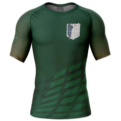 Survey Corps Attack On Titan Short Sleeve Rash Guard Compression Shirt