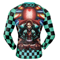 Trippy Kamado Tanjiro Demon Slayer Long Sleeve Rash Guard Compression Shirt