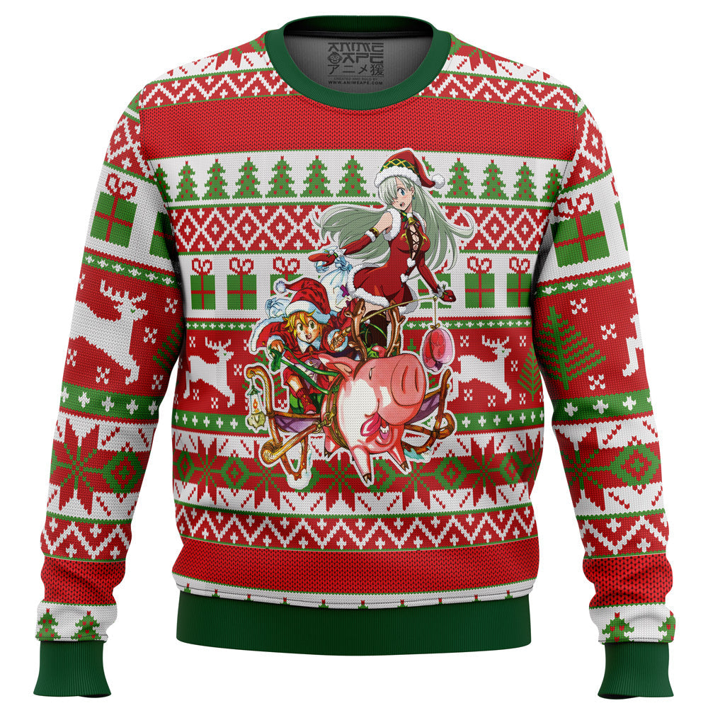 Meliodas and Elizabeth 7 Deadly Sins Ugly Christmas Sweater