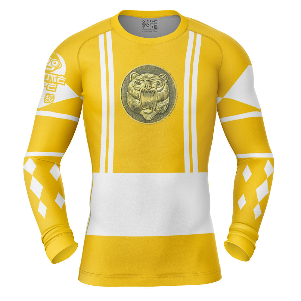 Yellow Ranger Ninjetti Rangers Long Sleeve Rash Guard Compression Shirt