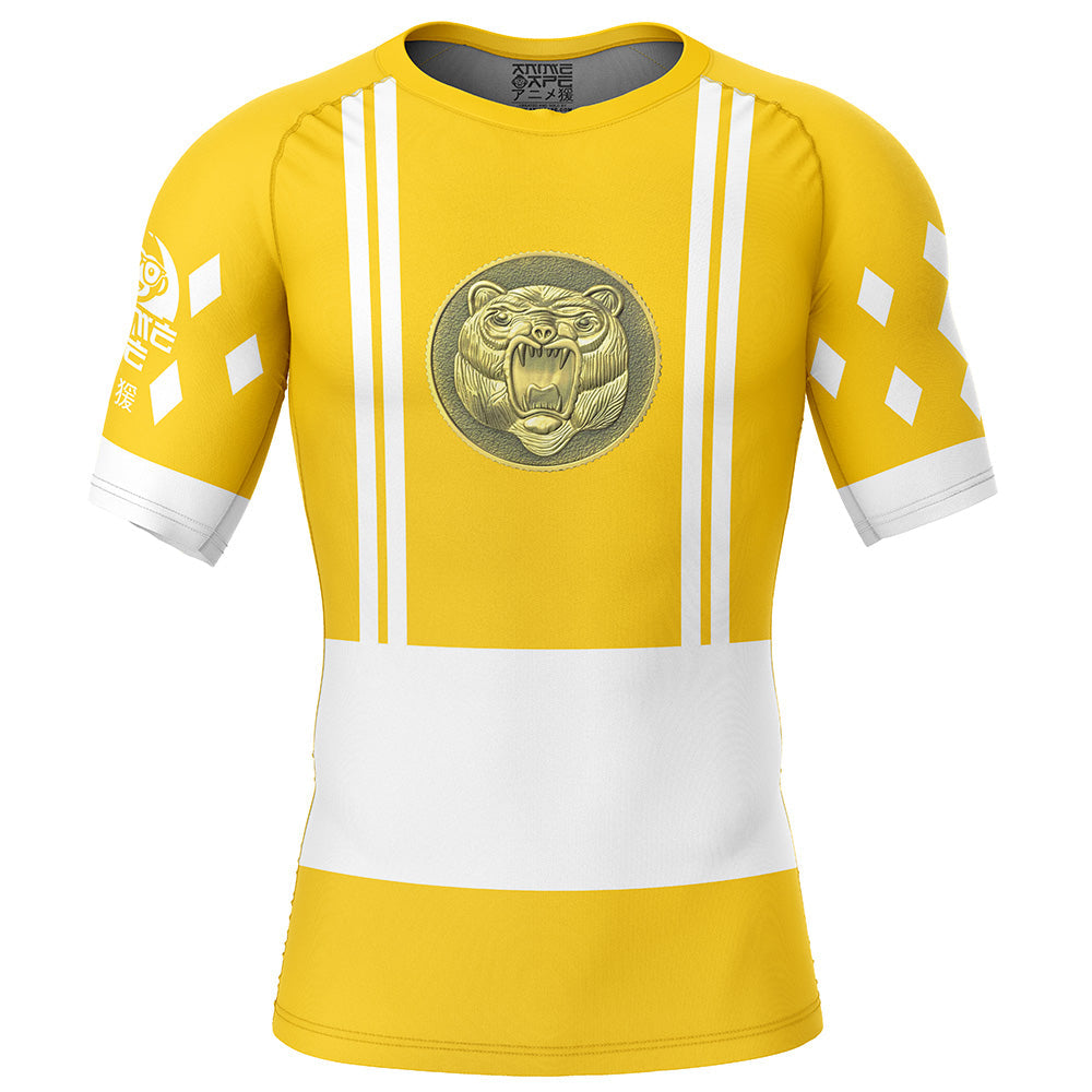 Yellow Ranger Ninjetti Rangers Short Sleeve Rash Guard Compression Shirt