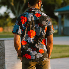 Black Aloha Akatsuki Button Up Hawaiian Shirt