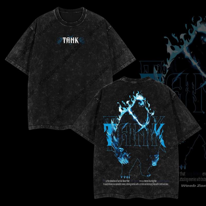 Kitsukai "Tank" Solo Leveling Vintage Washed Oversized T-Shirt