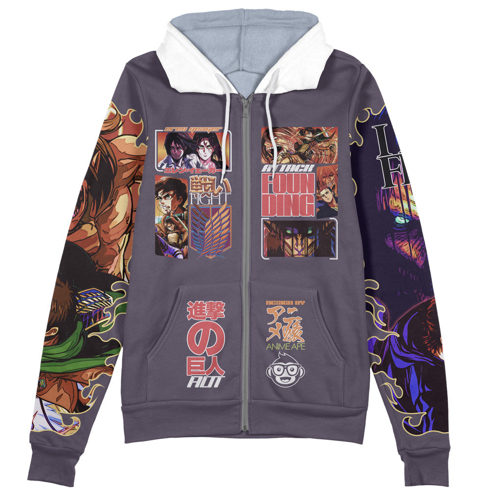 Eren Yeager Story Attack on Titan Streetwear Zip Hoodie Jacket