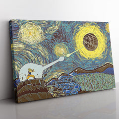 Goku vs Death Star Starry Night Canvas Print Wall Art