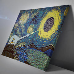 Goku vs Death Star Starry Night Canvas Print Wall Art
