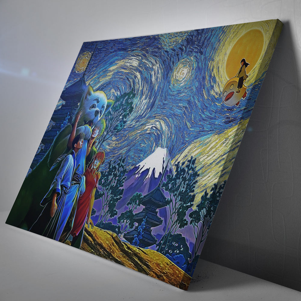 Happy Bonding Gintama Starry Night Canvas Print Wall Art