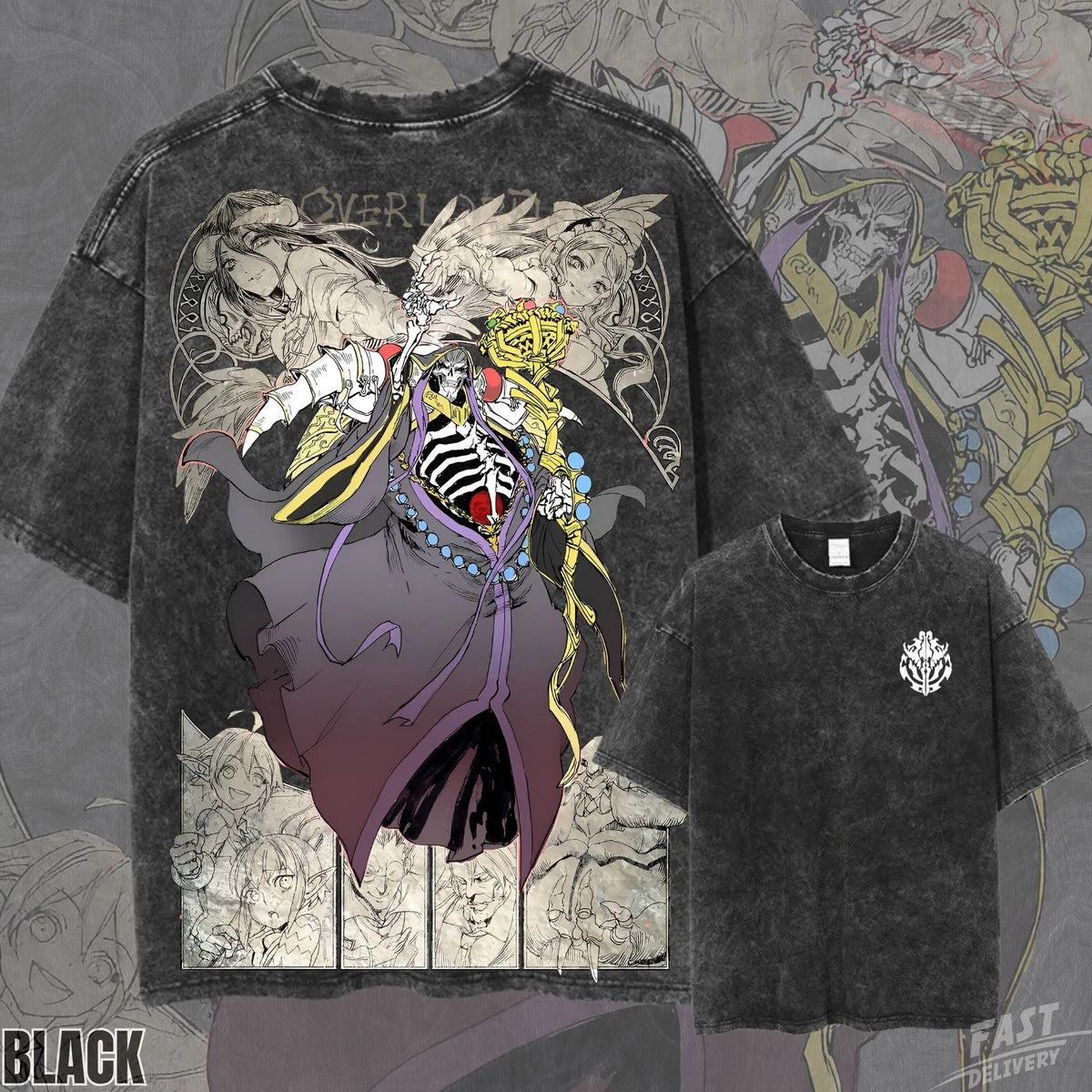 Kitsukai Ainz Ooal Gown Graphic Tee_ Vintage Wash Organic Cotton Anime Shirt