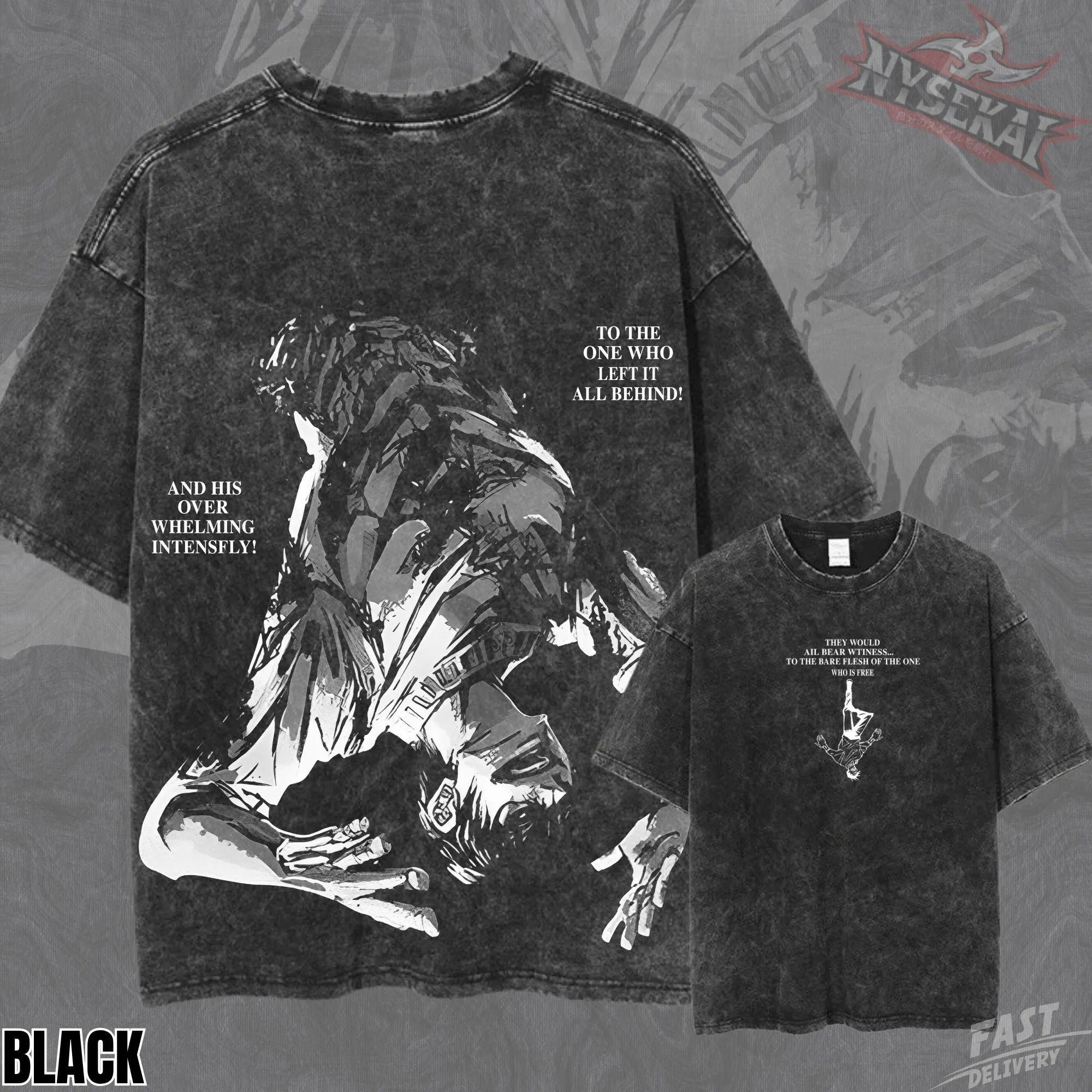 Kitsukai Toji Fushiguro Overwhelming Intensity Pump Cover Oversized Vintage Wash Heavyweight Graphic Tee