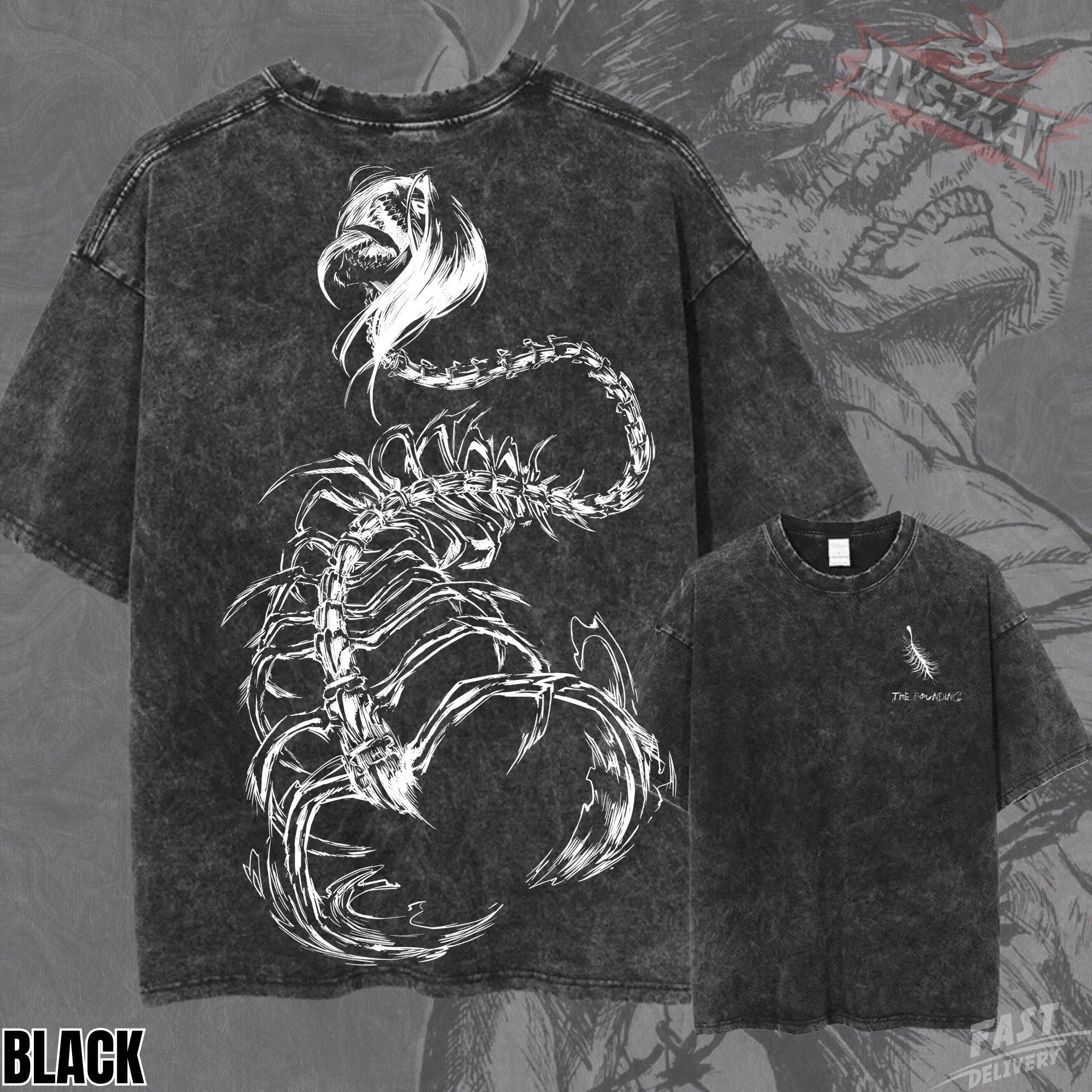 Kitsukai Eren Yeager Founding Titan Graphic Tee – Vintage Wash Oversized Cotton Shirt
