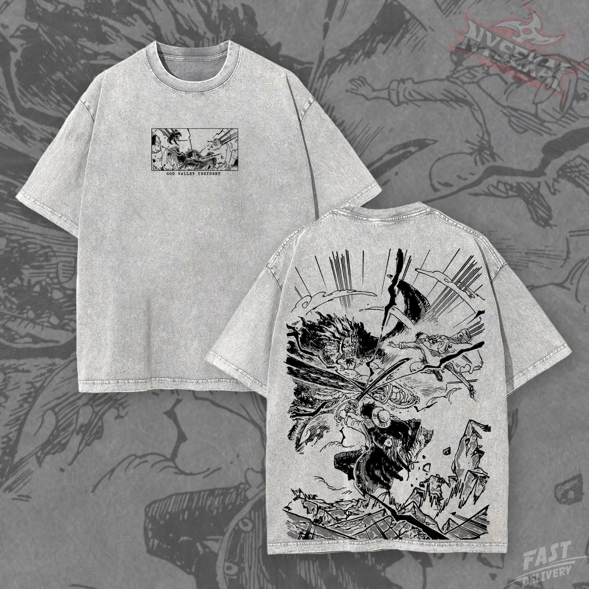 Kitsukai Graphic Tee_ Gol D. Roger vs Rocks D. Xebec God Valley Incident Print