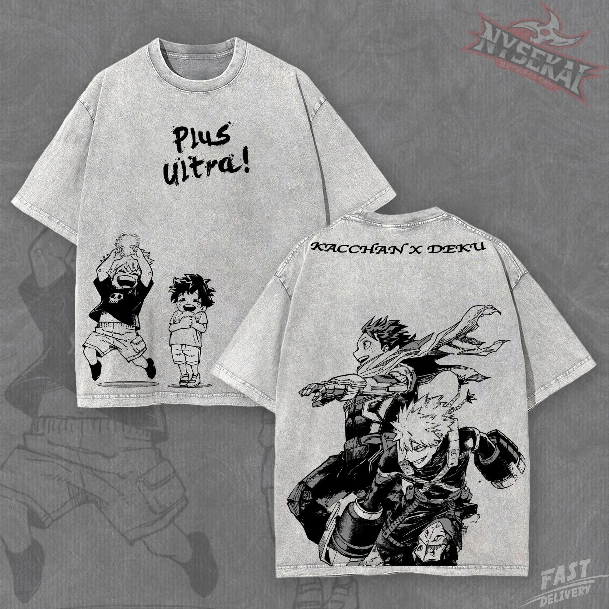 Kitsukai Kacchan x Deku Plus Ultra Vintage Wash Heavyweight Graphic Tee Pump Cover