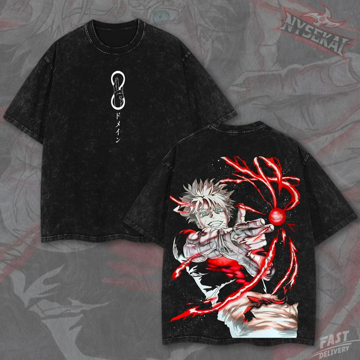 Kitsukai Gojo Satoru Unlimited Void Reversal Red Heavyweight Graphic Tee Pump Cover