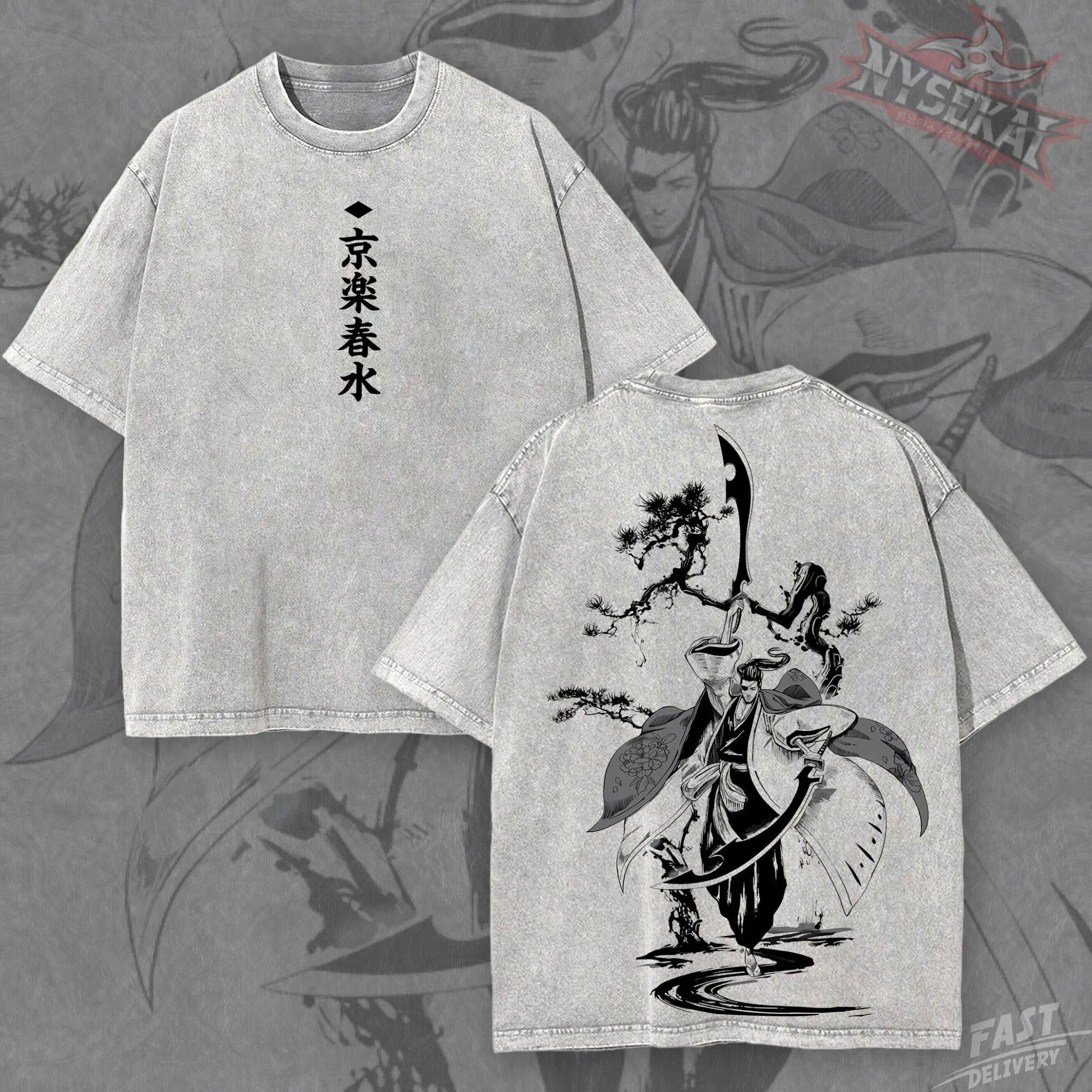 Kitsukai Sake Blossom Captain Anime Streetwear Shirt Soul Reaper Manga Graphic Tee