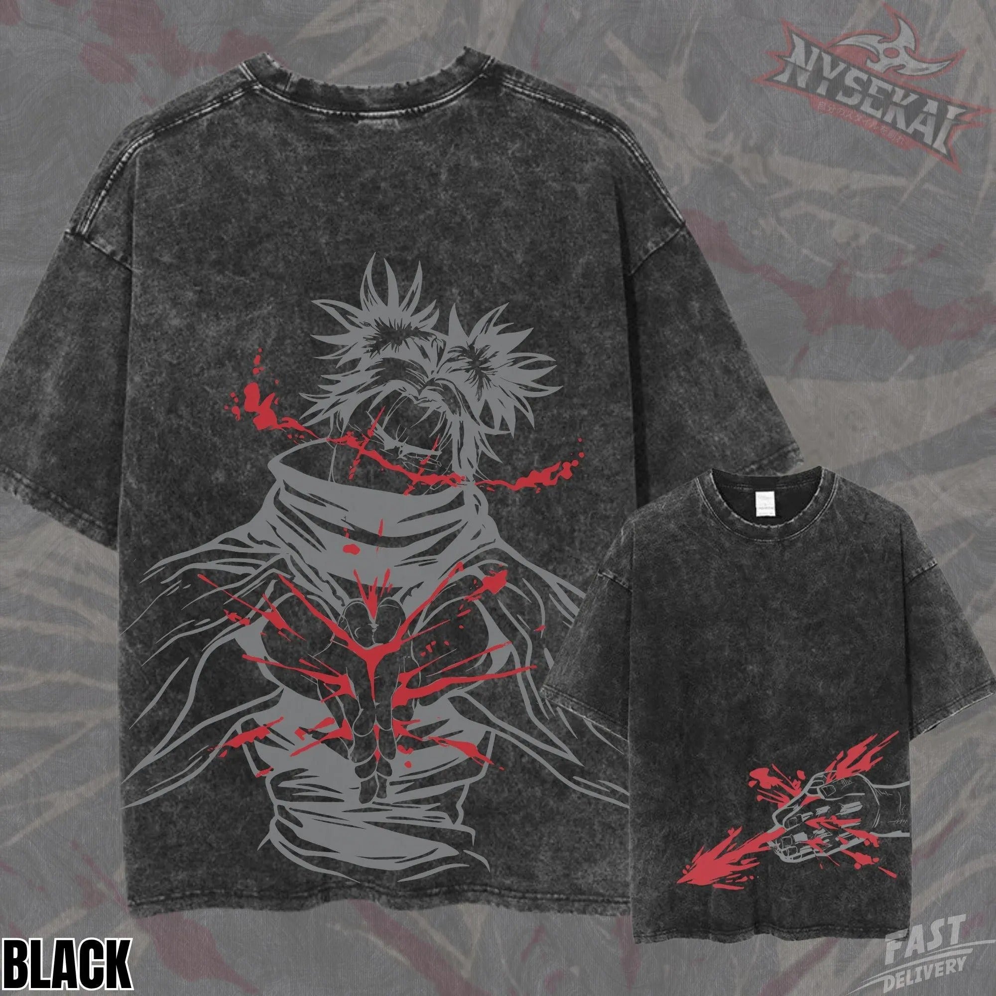 Kitsukai The Piercing Blood Heavyweight Vintage Wash Graphic Tee Oversized Urban Streetwear Pump Cover