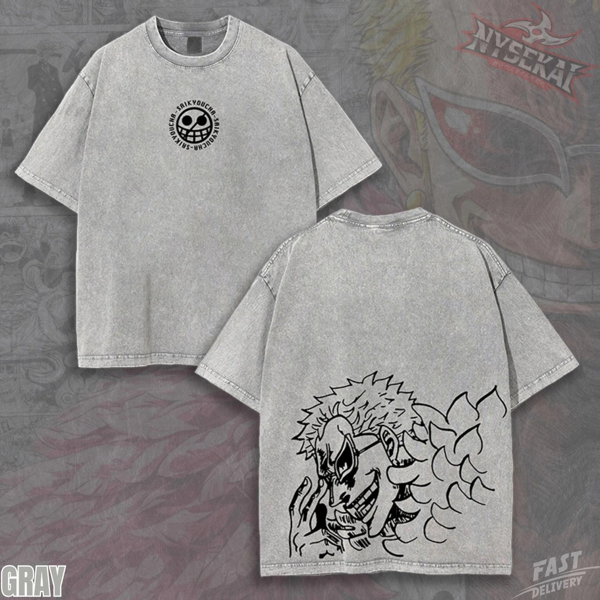 Kitsukai Heavenly Demon Anime Shirt, Vintage Washed Manga Graphic Tee, Oversized Streetwear Style
