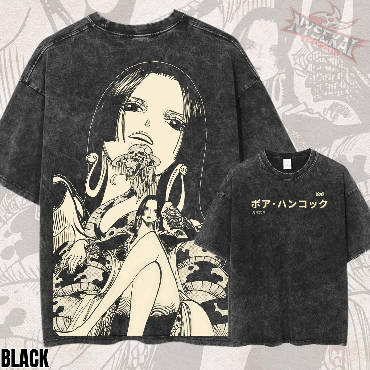 Kitsukai Boa Hancock Pirate Empress Snake Salome Vintage Wash Heavyweight Graphic Tee Pump Cover