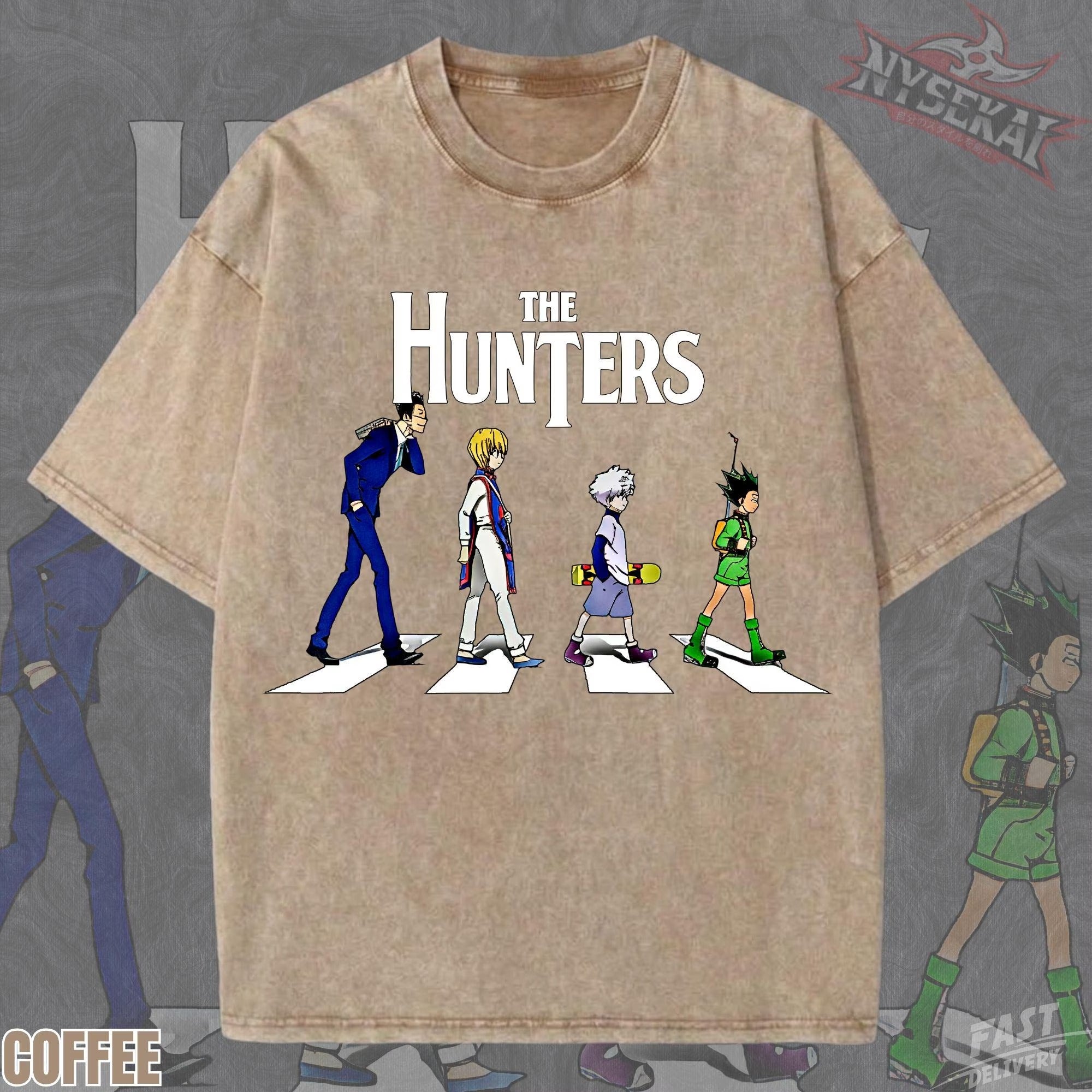 Kitsukai The Hunters Abbey Road Crossover Heavyweight Vintage Wash Graphic Tee Oversized Urban Streetwear Pump Cover