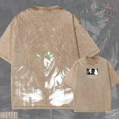 Kitsukai Eren Yeager Attack Titan AOT Pump Cover Shingeki no Kyojin Oversized Vintage Wash Tee
