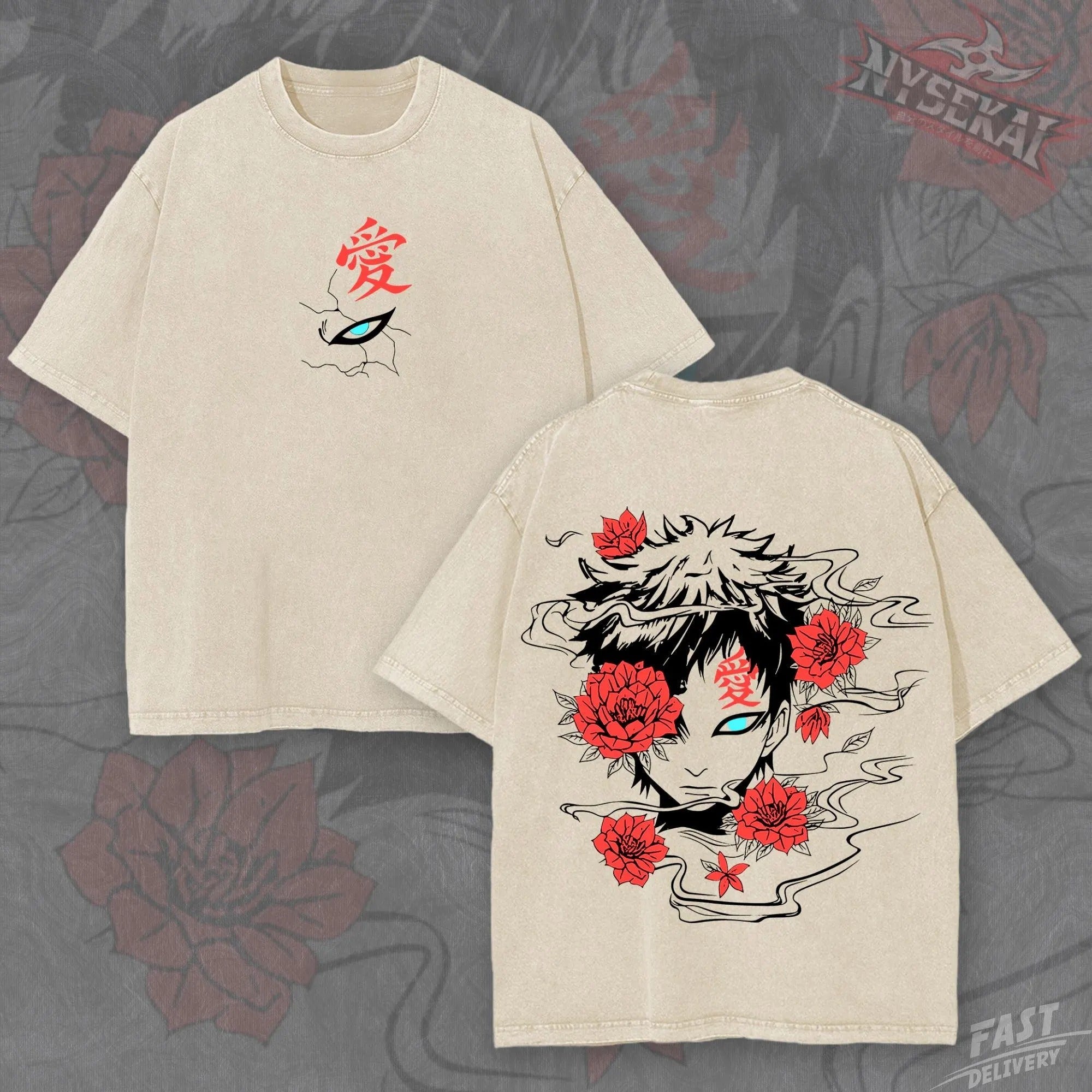 Kitsukai Gaara Love Kanji Desert Kazekage Heavyweight Graphic Tee Pump Cover
