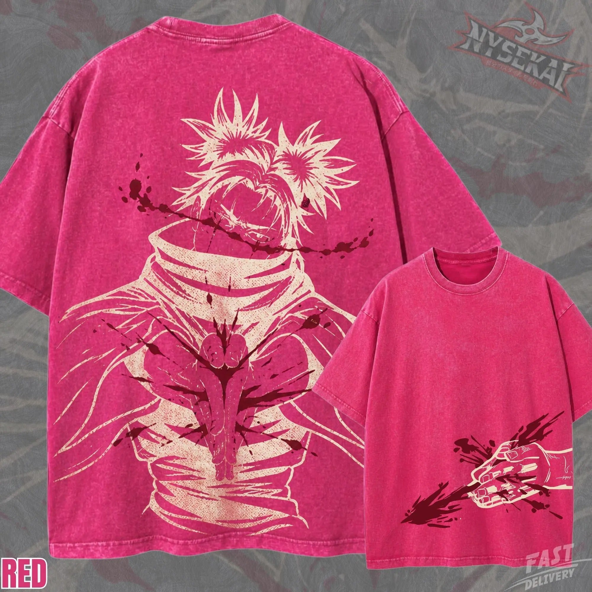 Kitsukai The Piercing Blood Heavyweight Vintage Wash Graphic Tee Oversized Urban Streetwear Pump Cover