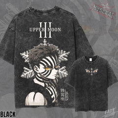 Kitsukai Akaza Upper Moon Three Eyes Gaze Vintage Wash Heavyweight Graphic Tee Pump Cover