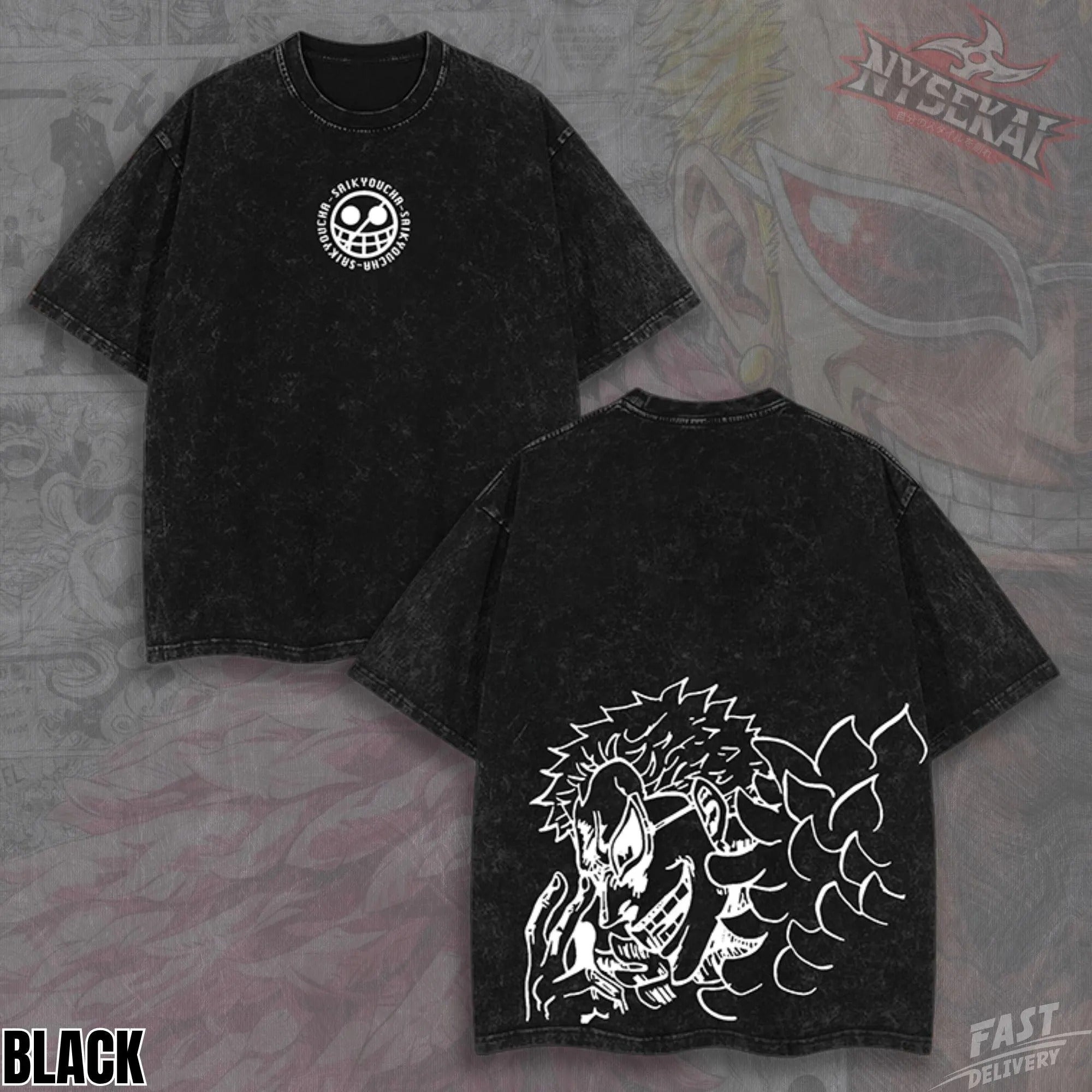 Kitsukai Heavenly Demon Anime Shirt, Vintage Washed Manga Graphic Tee, Oversized Streetwear Style