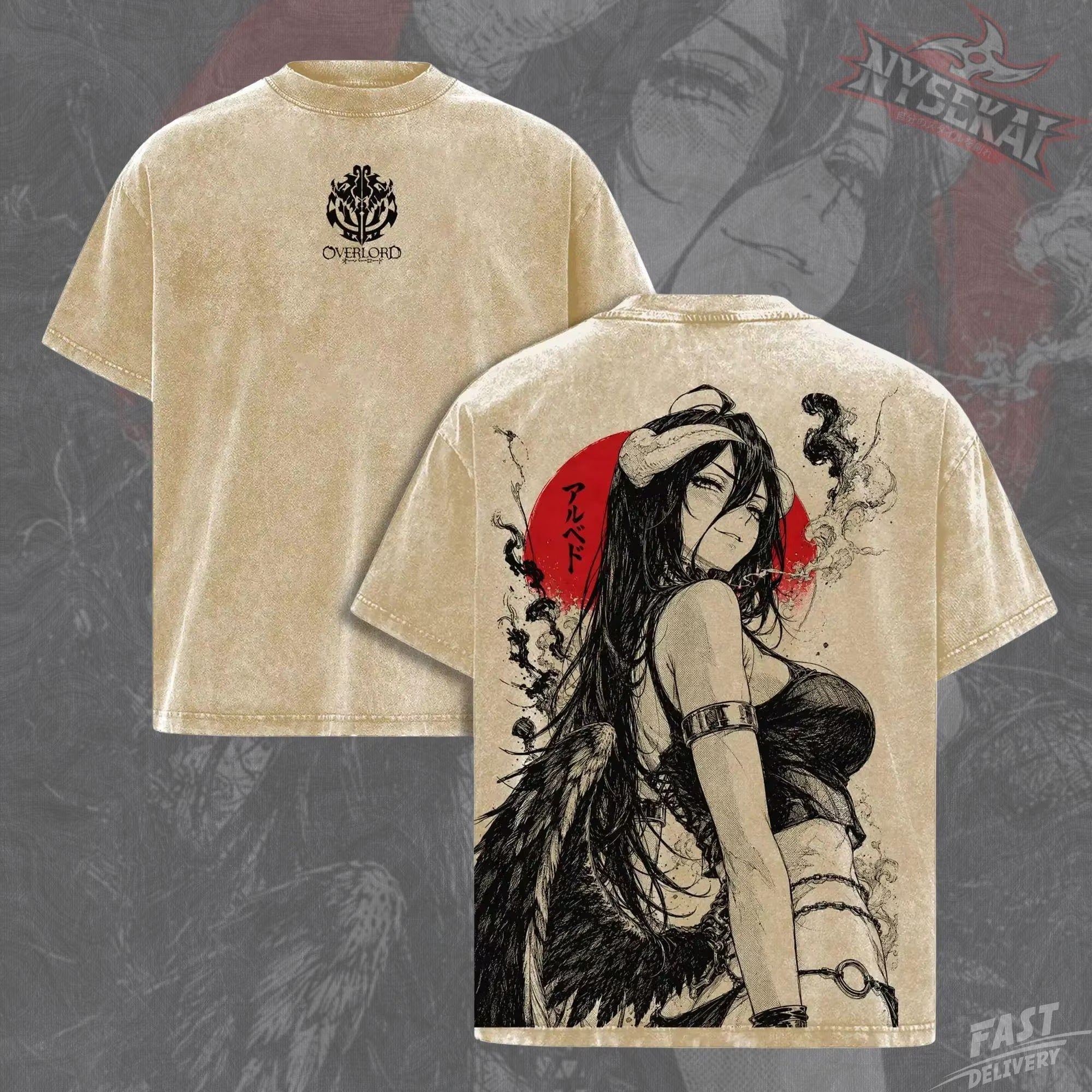 Kitsukai Dark Empress Anime T-Shirt, Crimson Moon Gothic Manga Tee, Organic Cotton Streetwear