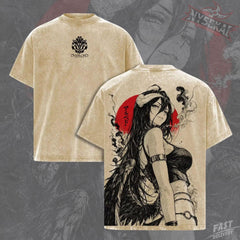 Kitsukai Dark Empress Anime T-Shirt, Crimson Moon Gothic Manga Tee, Organic Cotton Streetwear