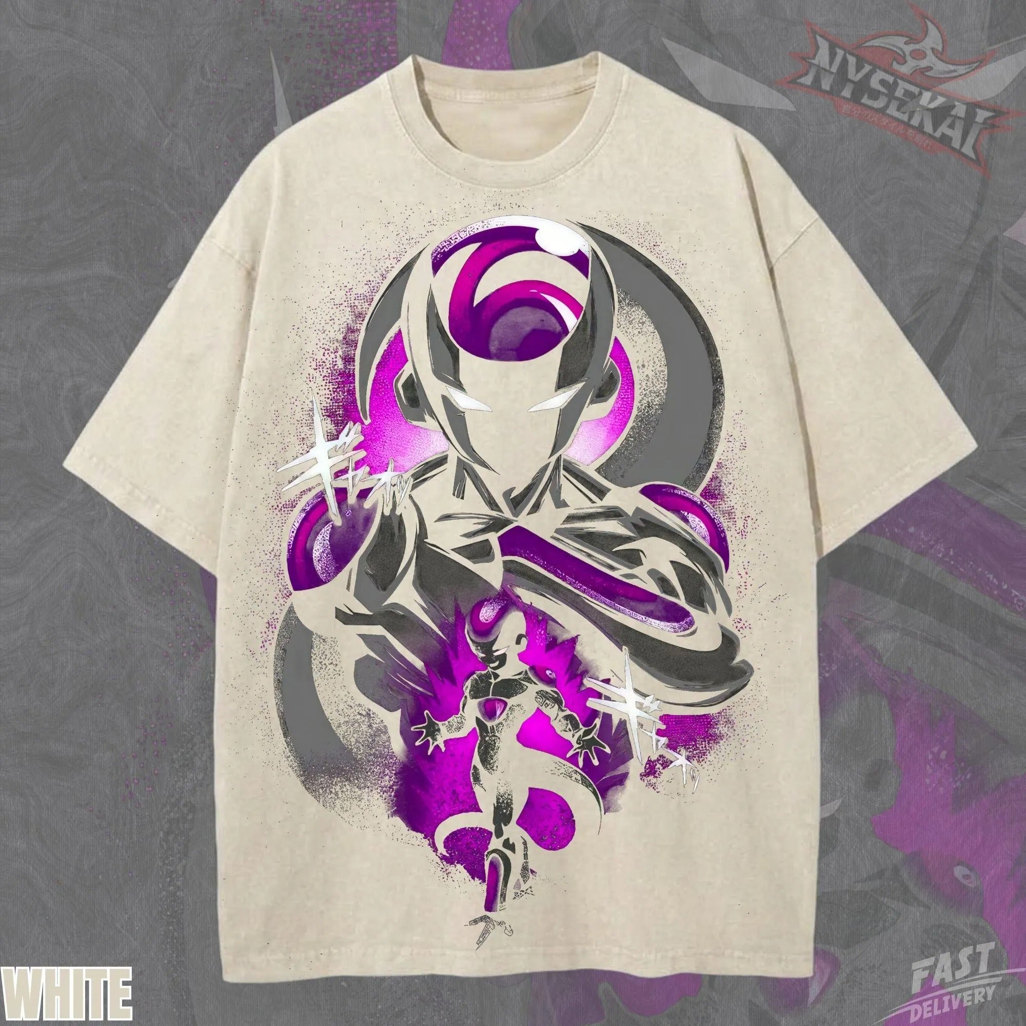 Kitsukai Frieza DBZ Pump Cover Oversized Vintage Wash Heavyweight Tee
