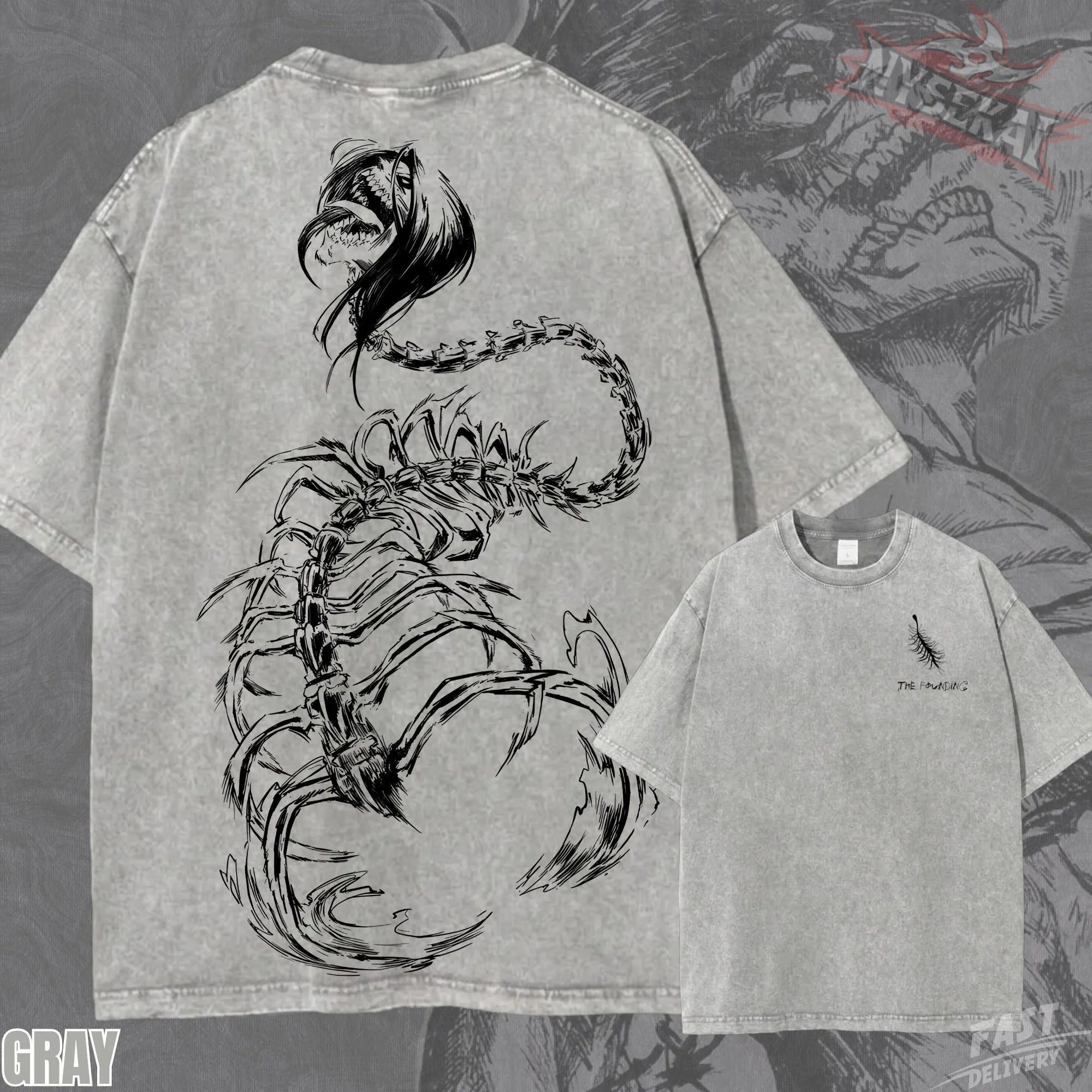Kitsukai Eren Yeager Founding Titan Graphic Tee – Vintage Wash Oversized Cotton Shirt