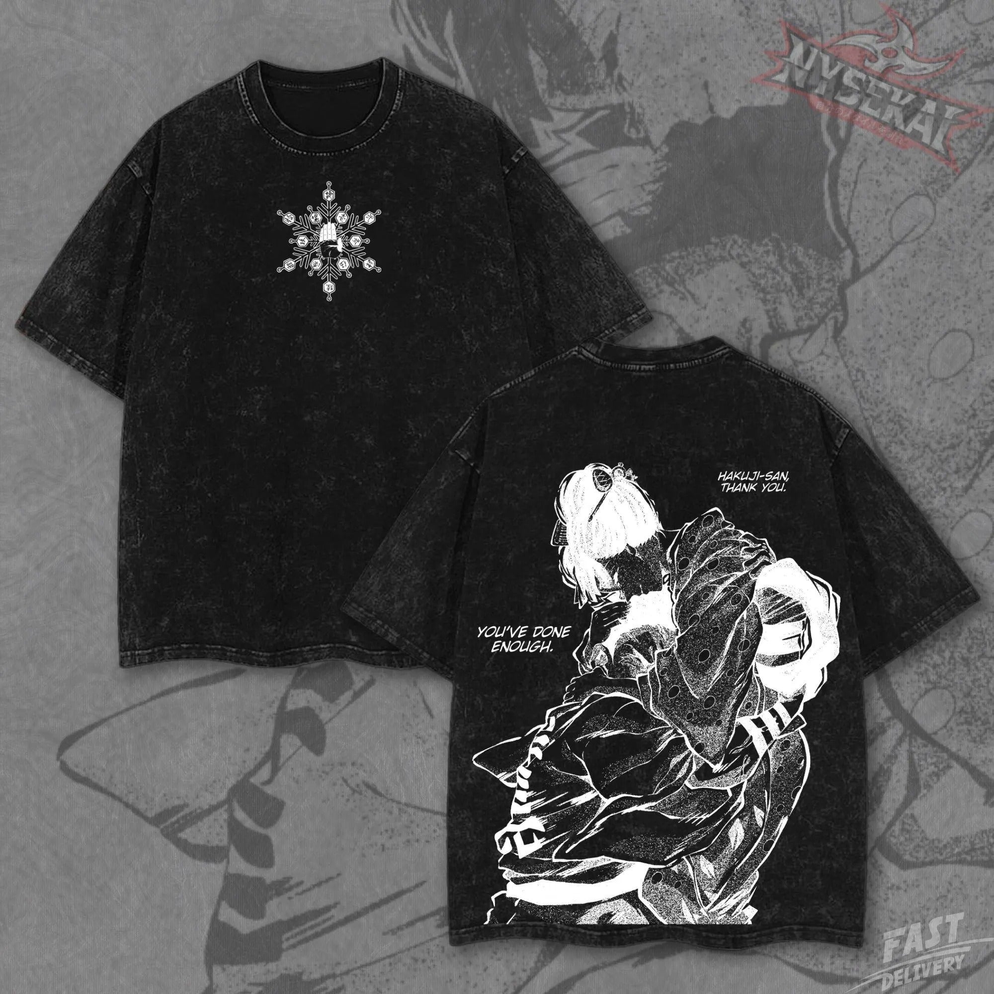 Kitsukai Hakuji and Koyuki Akaza Backstory Demon Slayer Vintage Wash Heavyweight Graphic Tee Pump Cover
