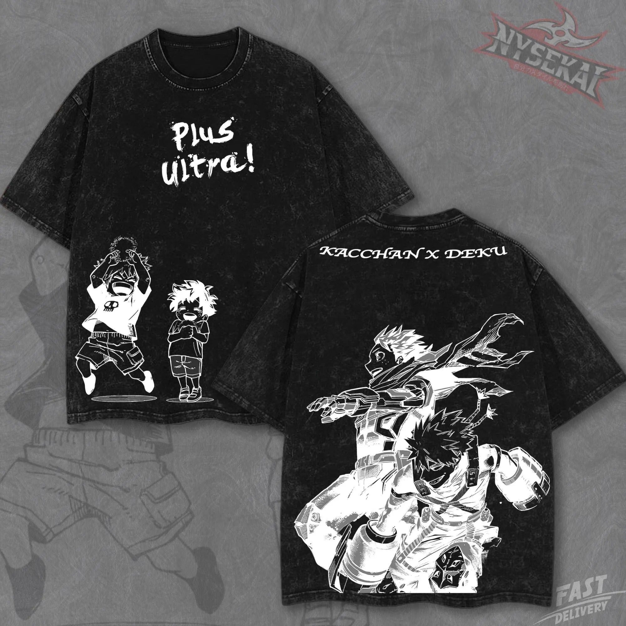 Kitsukai Kacchan x Deku Plus Ultra Vintage Wash Heavyweight Graphic Tee Pump Cover