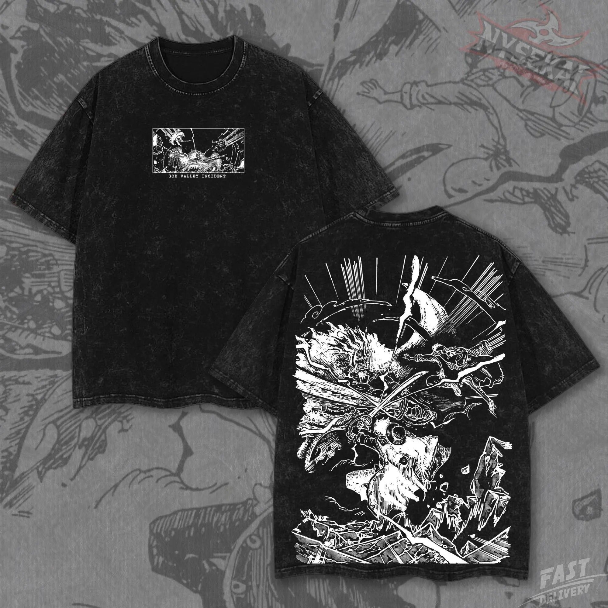 Kitsukai Graphic Tee_ Gol D. Roger vs Rocks D. Xebec God Valley Incident Print