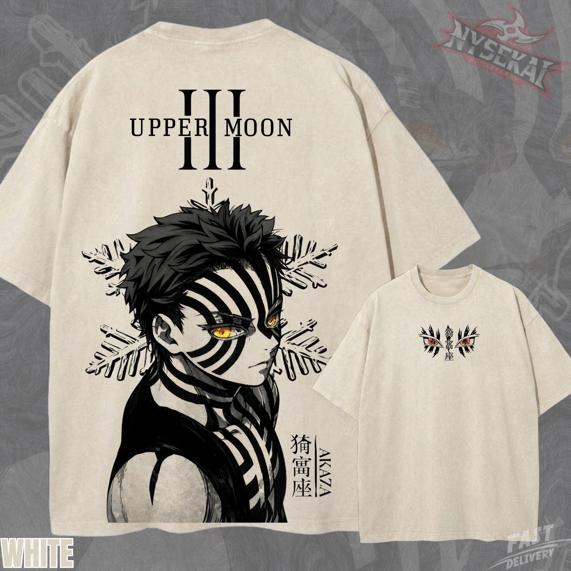Kitsukai Akaza Upper Moon Three Eyes Gaze Vintage Wash Heavyweight Graphic Tee Pump Cover